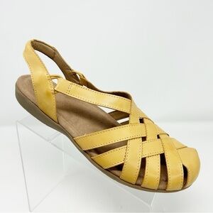 Earth Origins Berri Yellow Leather Woven Casual Round Toe Slip-on Sandal Size 12